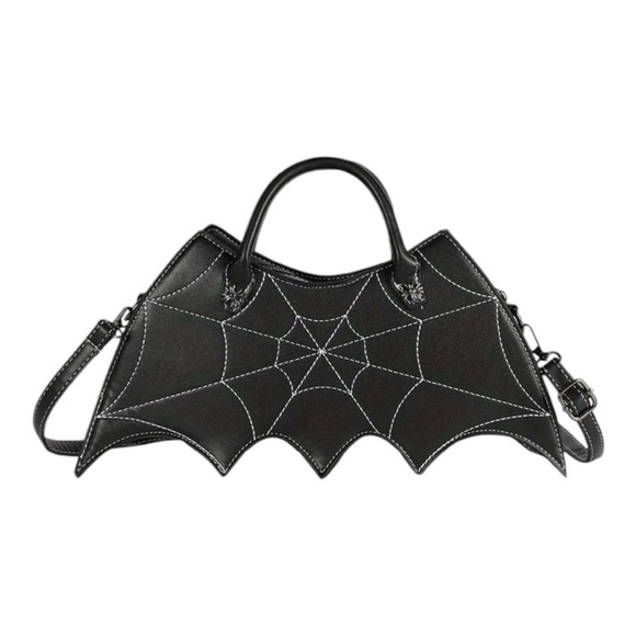 🆕 Punk Bat Shaped Handbag, Vintage Spider Web Crossbody - Whimsigoth - Picture 6 of 9